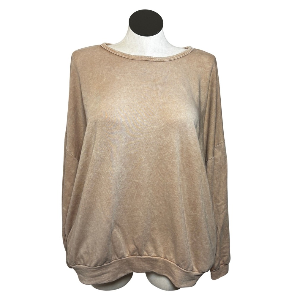 Tabulah Tan Tie Dye Washed Crewneck‎ Sweatshirt Pullover Size L
